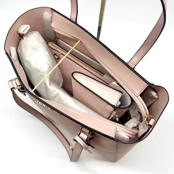 Michael Kors Charlotte LG Tote Bag 3 IN 1 Leather Shoulder Bag Powder Blush